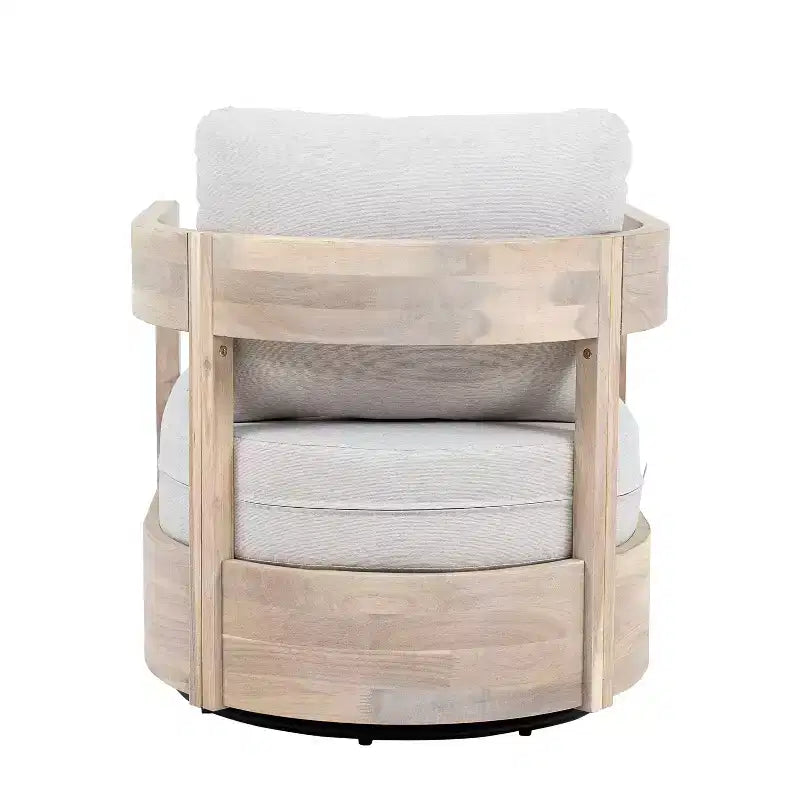 Christopher Knight Home Telluride – Ensemble de 3 chaises de jardin modernes pivotantes à 360° en bois d'acacia avec table d'appoint en béton léger