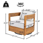 Christopher Knight Home Telluride – Ensemble de 3 chaises de jardin modernes pivotantes à 360° en bois d'acacia avec table d'appoint en béton léger