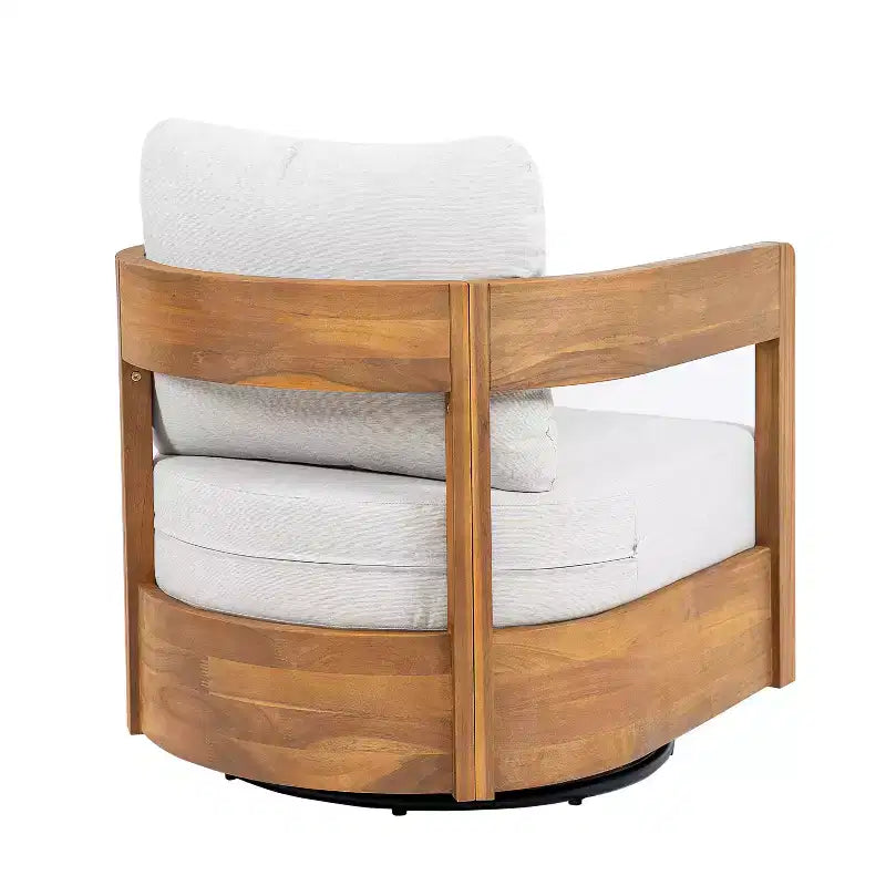 Christopher Knight Home Telluride – Ensemble de 3 chaises de jardin modernes pivotantes à 360° en bois d'acacia avec table d'appoint en béton léger