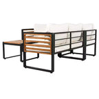 GDFStudio Cameron Salon de jardin moderne 4 pièces en bois d'acacia et métal avec table basse et coussins