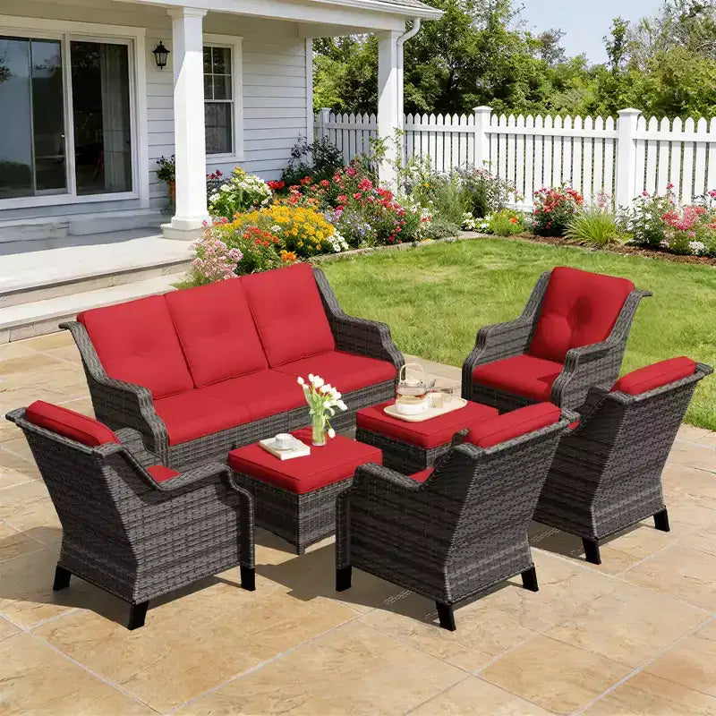 Ensemble UPTIOT de 4 chaises avec 2 poufs et un canapé