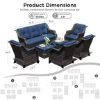 Ensemble UPTIOT de 4 chaises avec 2 poufs et un canapé