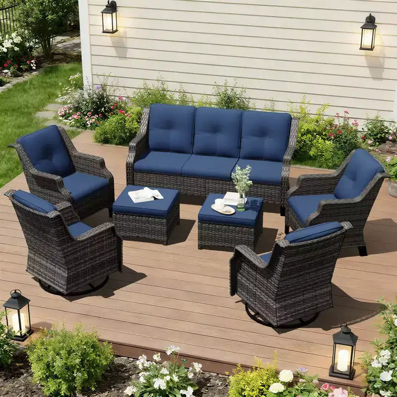 Ensemble UPTIOT de 4 chaises avec 2 poufs et un canapé