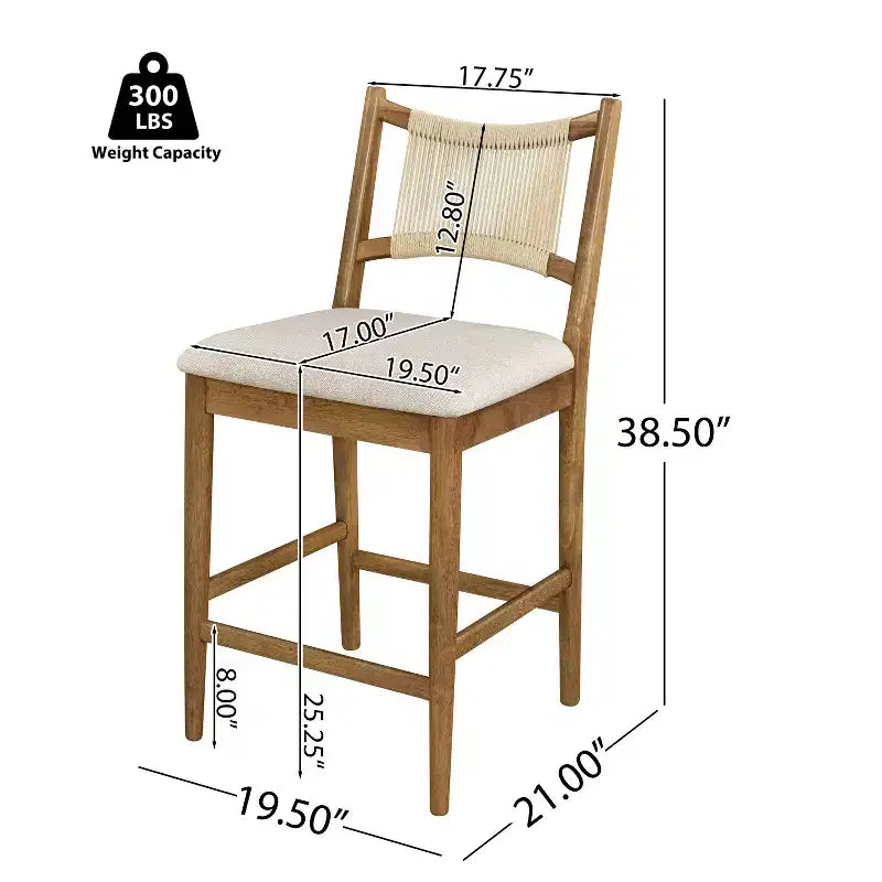 Christopher Knight Home La Modern Ensemble de 5 pièces en bois d'hévéa et tissu, avec table carrée et design en corde, hauteur comptoir