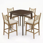 Christopher Knight Home La Modern Ensemble de 5 pièces en bois d'hévéa et tissu, avec table carrée et design en corde, hauteur comptoir