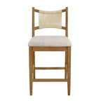 Christopher Knight Home La Modern Ensemble de 5 pièces en bois d'hévéa et tissu, avec table carrée et design en corde, hauteur comptoir