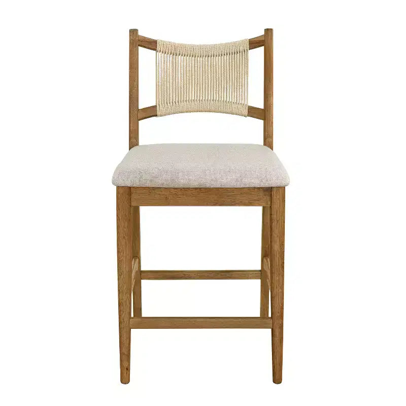 Christopher Knight Home La Modern Ensemble de 5 pièces en bois d'hévéa et tissu, avec table carrée et design en corde, hauteur comptoir