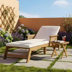 Christopher Knight Home Briar 2 Piece Patio Acacia Wood Rattan Sunlounge with 2 Wheels and Slatted Side Table