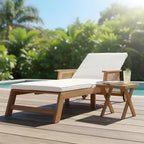 Christopher Knight Home Briar Chaise longue de jardin 2 pièces en acacia et rotin avec 2 roues et table d'appoint à lattes