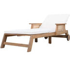 Christopher Knight Home Briar Chaise longue de jardin 2 pièces en acacia et rotin avec 2 roues et table d'appoint à lattes