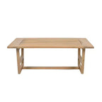 Ensemble de 5 meubles de patio ModernLuxe en bois d'acacia avec table basse, salon de jardin avec coussins beiges, finition teck clair