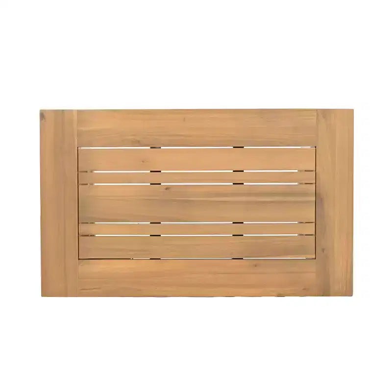 Ensemble de 5 meubles de patio ModernLuxe en bois d'acacia avec table basse, salon de jardin avec coussins beiges, finition teck clair