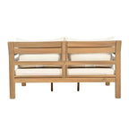 Ensemble de 5 meubles de patio ModernLuxe en bois d'acacia avec table basse, salon de jardin avec coussins beiges, finition teck clair