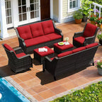 Ensemble de sièges d'extérieur modulaires UPTIOT avec canapés, fauteuils à bascule et poufs pour un confort polyvalent sur votre terrasse