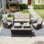 Ensemble de sièges d'extérieur modulaires UPTIOT avec canapés, fauteuils à bascule et poufs pour un confort polyvalent sur votre terrasse