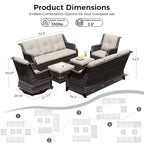 Ensemble de sièges d'extérieur modulaires UPTIOT avec canapés, fauteuils à bascule et poufs pour un confort polyvalent sur votre terrasse
