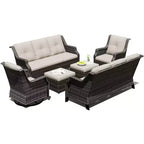 UPTIOT Modular Outdoor Seating Set with Sofas, Rocking Chairs, and Ottomans for Versatile Patio Comfort