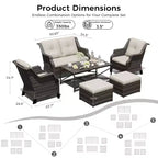 Ensemble modulaire extérieur UPTIOT : canapé 2 places, 2 fauteuils à bascule, 2 poufs et table basse pour une terrasse polyvalente