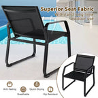 Ensemble de conversation de patio Costway 4 pièces avec siège en tissu respirant et plateau de table en verre trempé