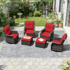 Ensemble fauteuil pivotant et repose-pieds UPTIOT 6 pièces : Rotation à 360° et tissu oléfine tout temps