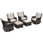 Ensemble fauteuil pivotant et repose-pieds UPTIOT 6 pièces : Rotation à 360° et tissu oléfine tout temps