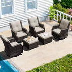Ensemble fauteuil pivotant et repose-pieds UPTIOT 6 pièces : Rotation à 360° et tissu oléfine tout temps