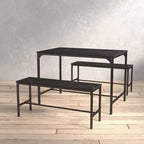 Ensemble de table à manger FurnitureR 3 pièces avec bancs, ensemble de table de cuisine moderne en marbre, ensemble de salle à manger peu encombrant pour appartement ou petite salle à manger