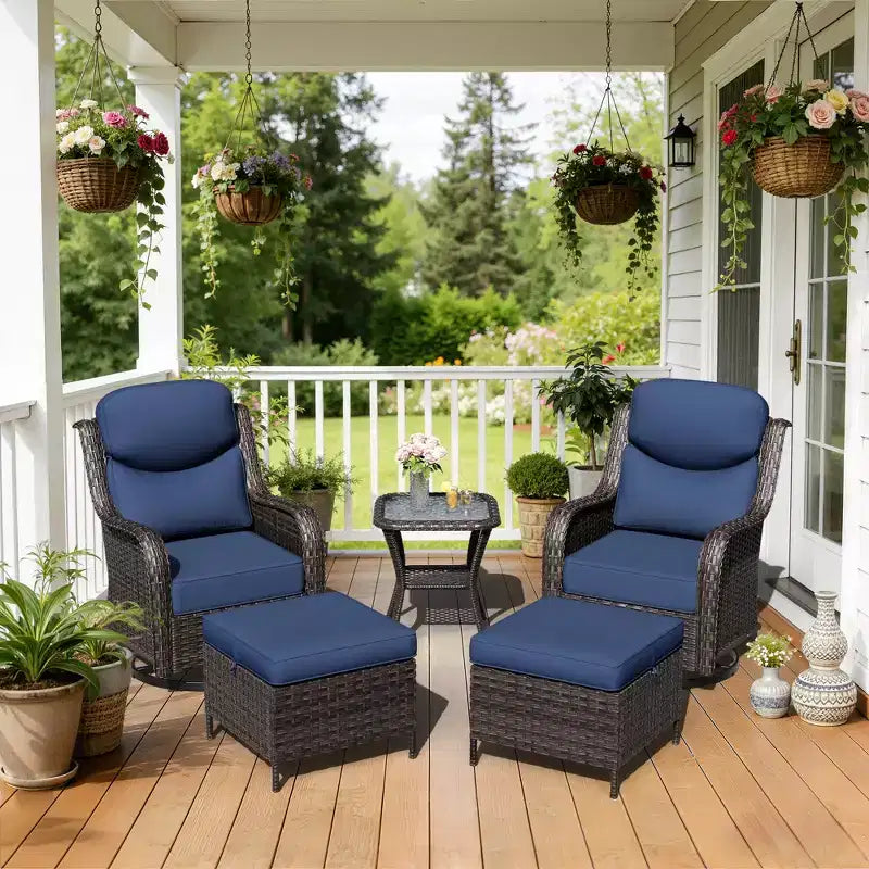 UPTIOT Ensemble de chaises berçantes d'extérieur avec pouf et table basse