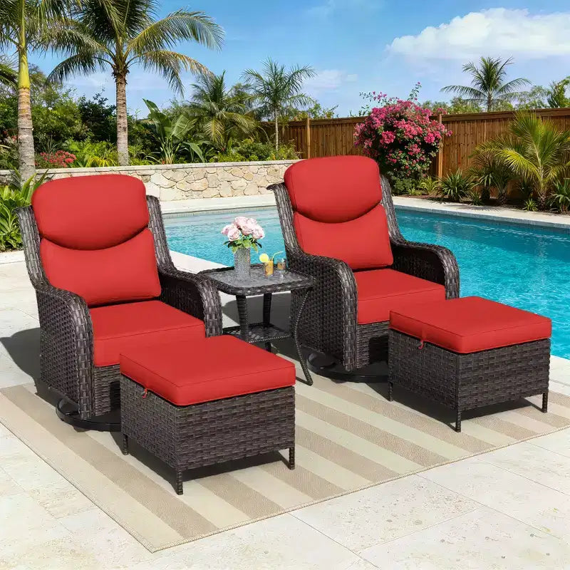 UPTIOT Ensemble de chaises berçantes d'extérieur avec pouf et table basse