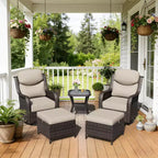 UPTIOT Ensemble de chaises berçantes d'extérieur avec pouf et table basse