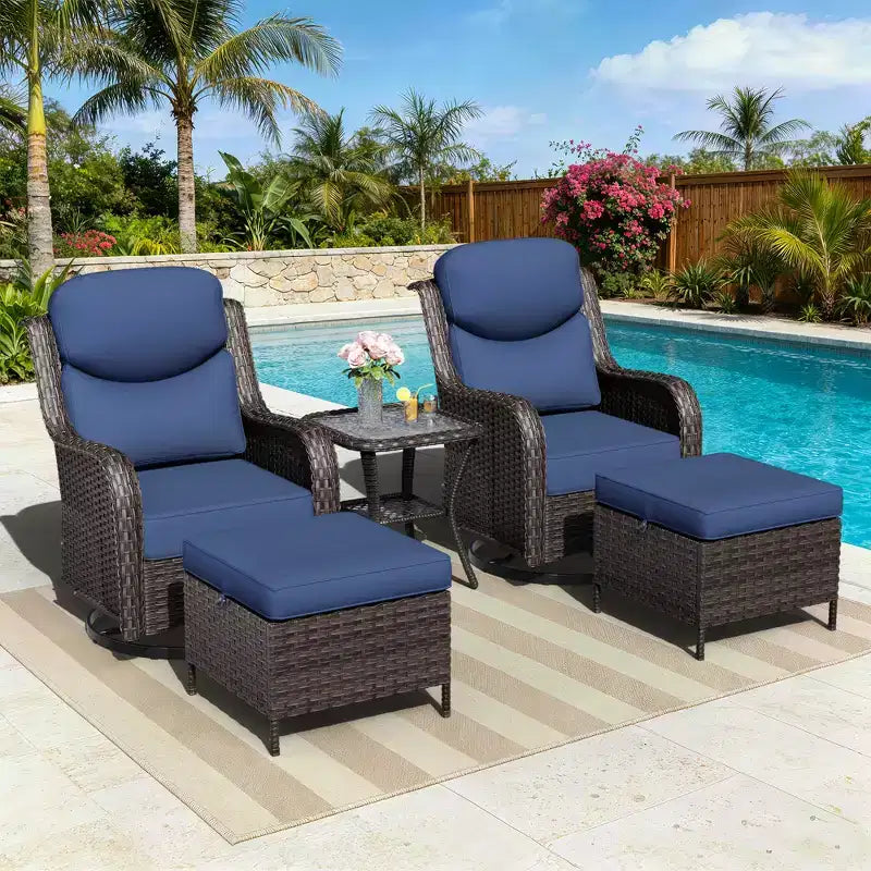 UPTIOT Ensemble de chaises berçantes d'extérieur avec pouf et table basse