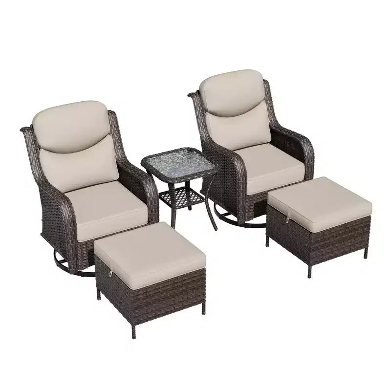 UPTIOT Outdoor Rocking Chair Set with Ottoman and Coffee Table