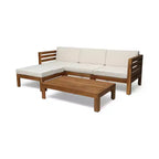Canapé d'angle d'extérieur en forme de L, ensemble de loisirs pour patio, ensemble de sièges de conversation de jardin avec table basse et coussins résistants à l'eau - ModernLuxe
