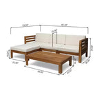 Canapé d'angle d'extérieur en forme de L, ensemble de loisirs pour patio, ensemble de sièges de conversation de jardin avec table basse et coussins résistants à l'eau - ModernLuxe