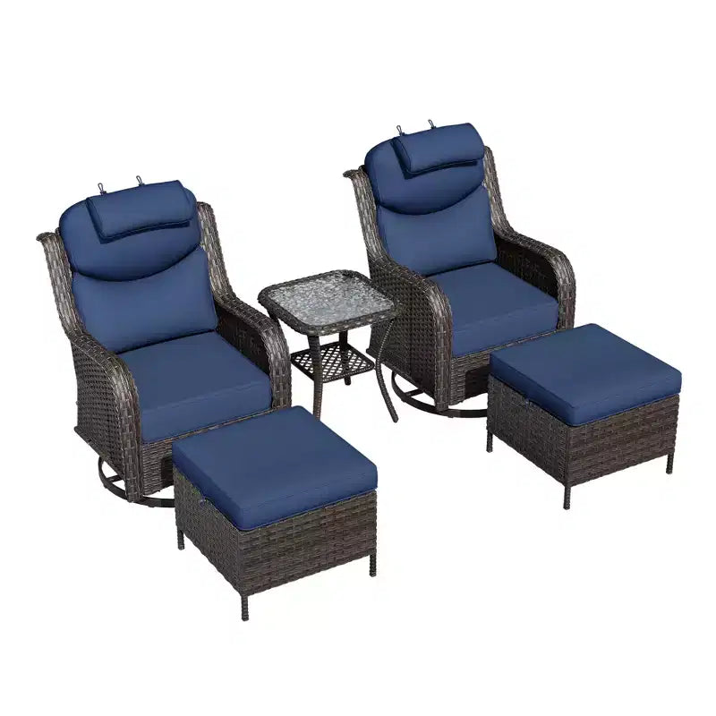Ensemble de fauteuils à bascule d'extérieur UPTIOT avec ottoman convertible et table d'appoint pour la détente sur le patio