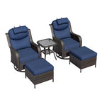 Ensemble de fauteuils à bascule d'extérieur UPTIOT avec ottoman convertible et table d'appoint pour la détente sur le patio