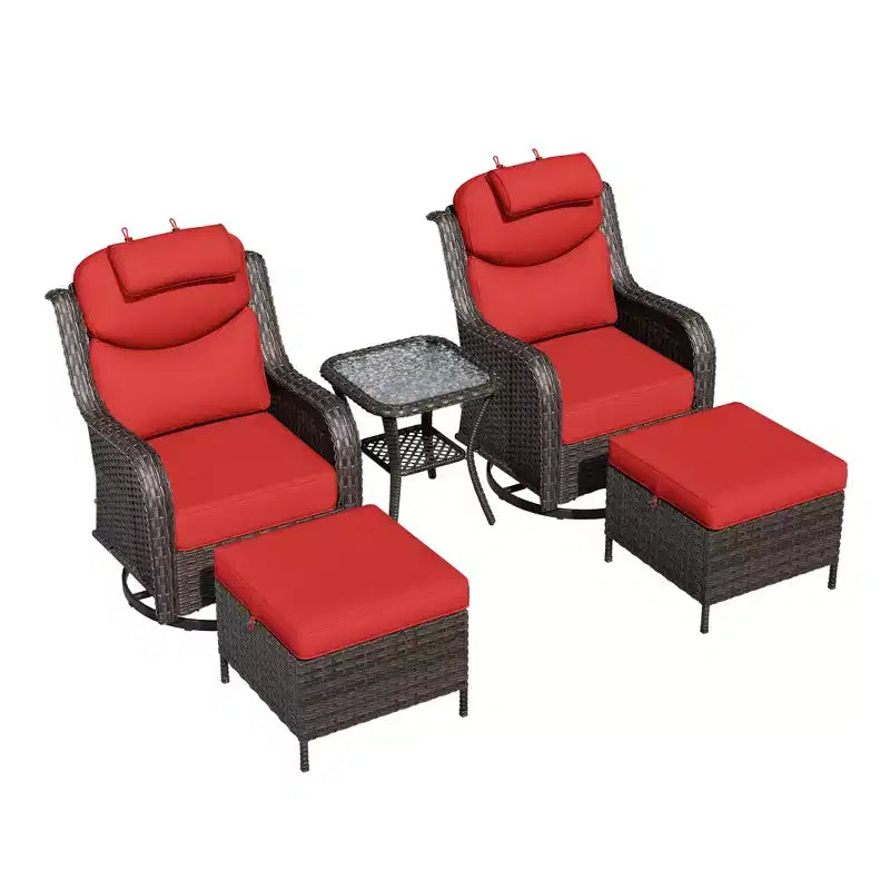 Ensemble de fauteuils à bascule d'extérieur UPTIOT avec ottoman convertible et table d'appoint pour la détente sur le patio
