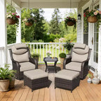 Ensemble de fauteuils à bascule d'extérieur UPTIOT avec ottoman convertible et table d'appoint pour la détente sur le patio