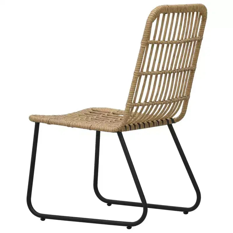 vidaXL Ensemble de salle à manger Chêne et rotin synthétique noir, Acier revêtu par poudre, Verre