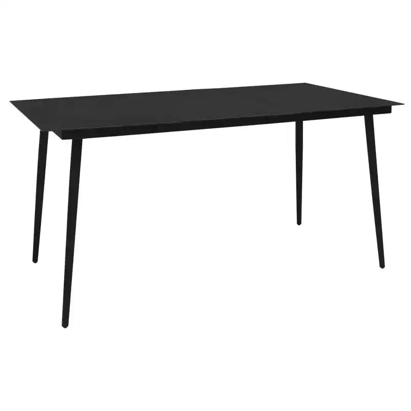 vidaXL Ensemble de salle à manger Chêne et rotin synthétique noir, Acier revêtu par poudre, Verre