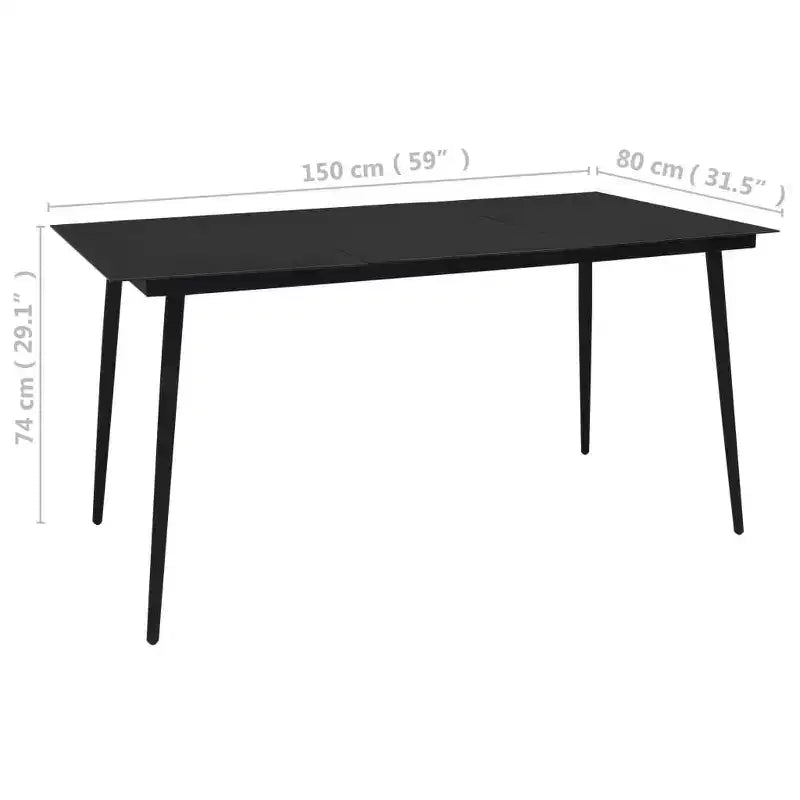 vidaXL Ensemble de salle à manger Chêne et rotin synthétique noir, Acier revêtu par poudre, Verre