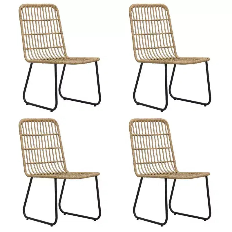 vidaXL Ensemble de salle à manger Chêne et rotin synthétique noir, Acier revêtu par poudre, Verre