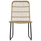 vidaXL Ensemble de salle à manger Chêne et rotin synthétique noir, Acier revêtu par poudre, Verre