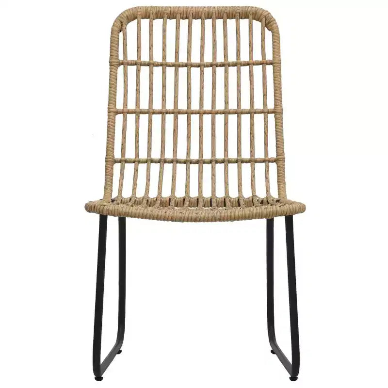 vidaXL Ensemble de salle à manger Chêne et rotin synthétique noir, Acier revêtu par poudre, Verre