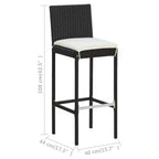 vidaXL Ensemble de bar de jardin noir Rotin PE, acier poudré, polyester