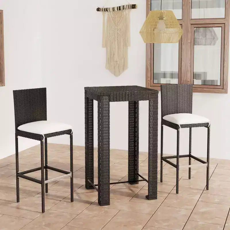 vidaXL Ensemble de bar de jardin noir Rotin PE, acier poudré, polyester