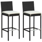 vidaXL Ensemble de bar de jardin noir Rotin PE, acier poudré, polyester