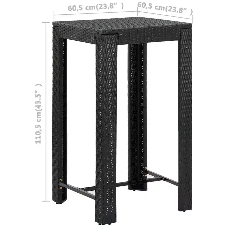 vidaXL Ensemble de bar de jardin noir Rotin PE, acier poudré, polyester