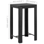 vidaXL Ensemble de bar de jardin noir Rotin PE, acier poudré, polyester