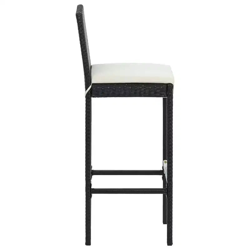 vidaXL Ensemble de bar de jardin noir Rotin PE, acier poudré, polyester